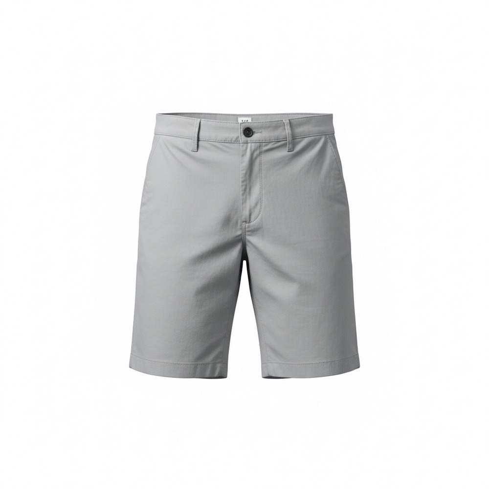 Gap Mens Khaki‎ Shorts Gray Stretch Cotton Twill Flat Front Sz 32 Preppy Casual